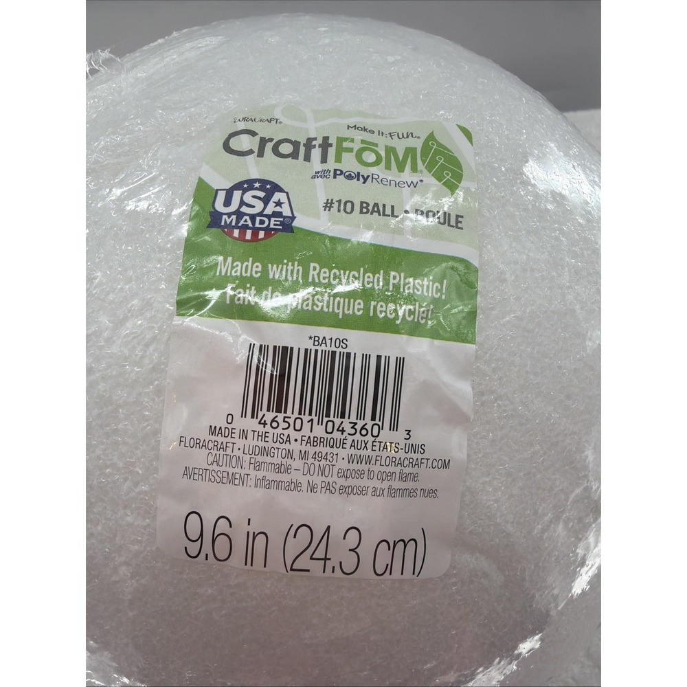 FloraCraft 9.6" Inches White CraftFoM Ball for floral bouquets and craft.